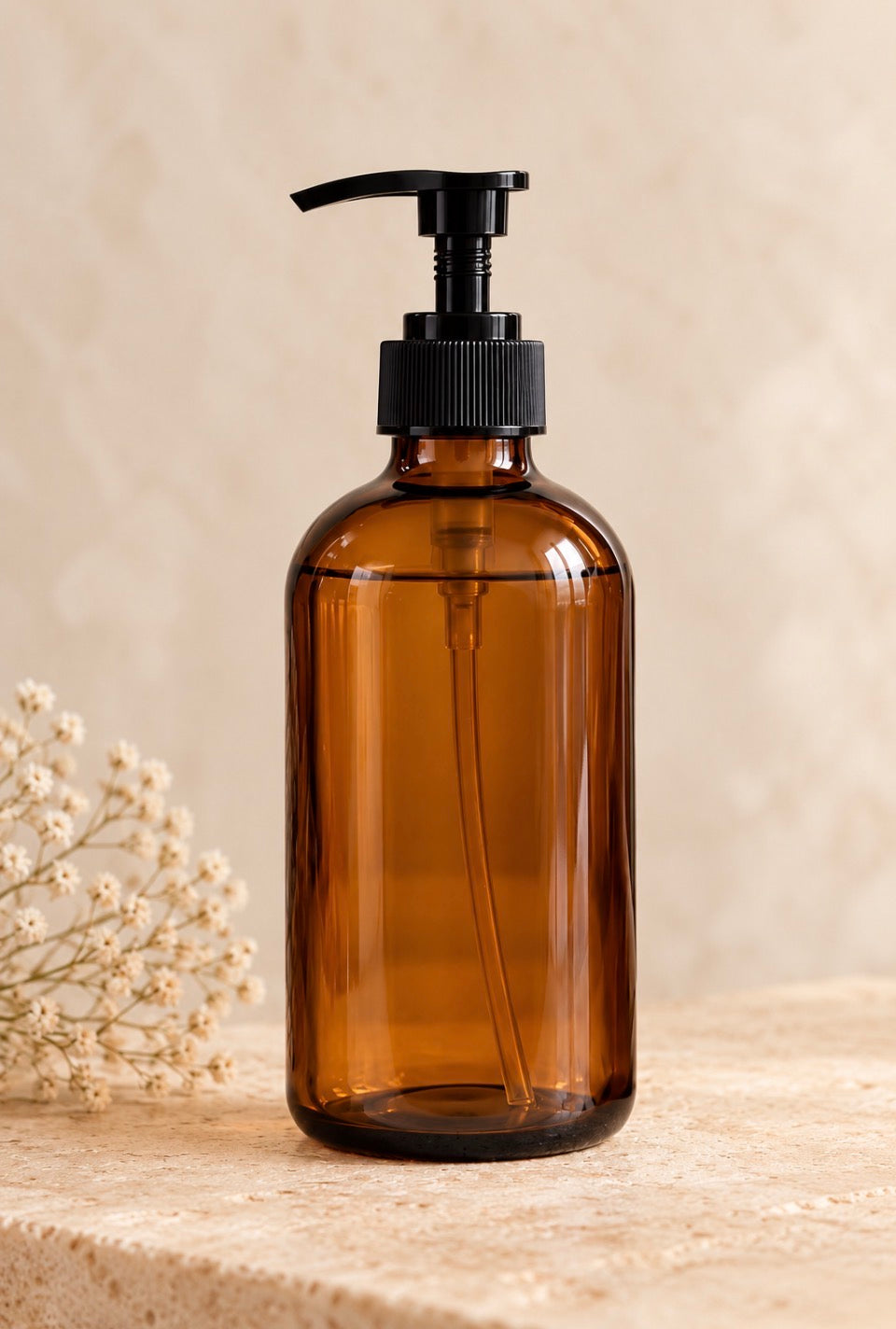 16oz Glass Amber Pump Bottle-Refill
