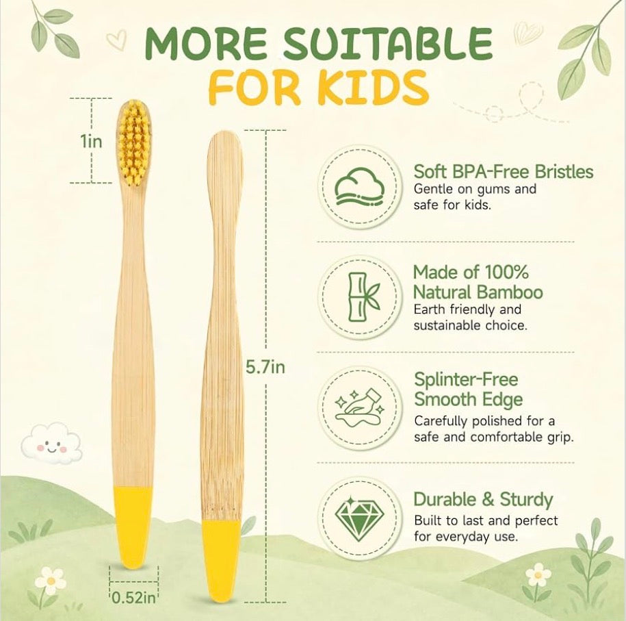 kids bamboo toothbrush 2-pack