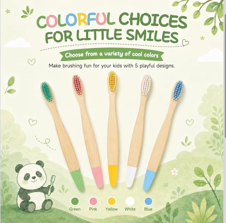 kids bamboo toothbrush 2-pack