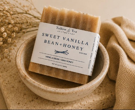 6.5oz Vanilla Bean + Honey Tallow Soap Bar