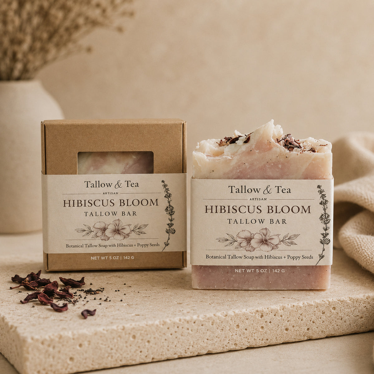 Hibiscus Bloom Tallow Soap Bar
