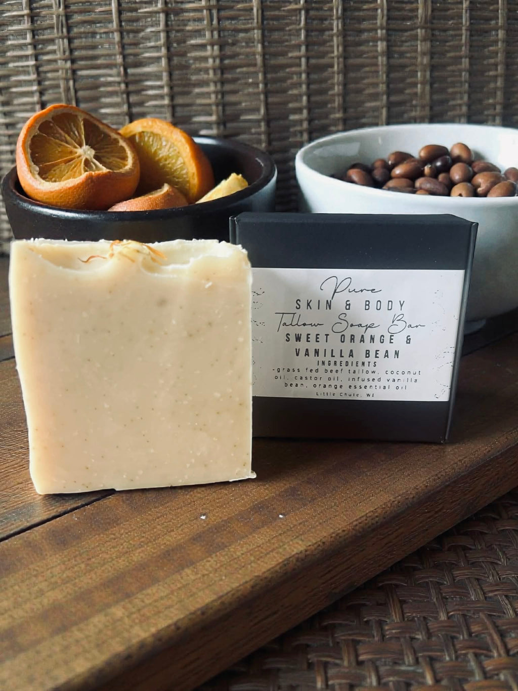 Sweet Orange Vanilla Bean Tallow Soap Bar