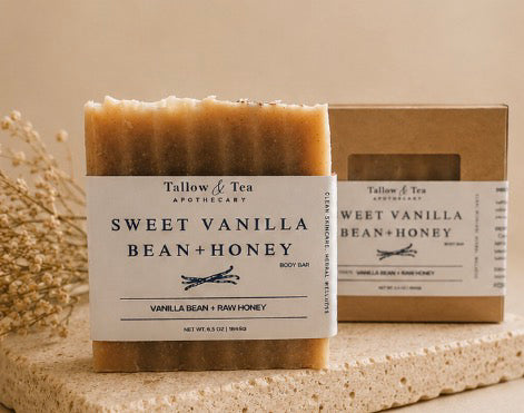 6.5oz Vanilla Bean + Honey Tallow Soap Bar